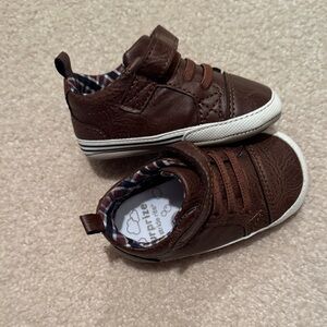 Surprise by Stride Rite Joey Brown Leather Baby Shoes s(6-12 month)